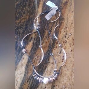 Lizzy James Silver and Black Beaded Convertable Wrap Necklace/Bracelet